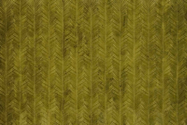 Herringbone pattern, textured brush strokes, zigzag formation, rustic appearance, tactile texture. Olive green shade, deep and dimensional design. Thatch-like textures.