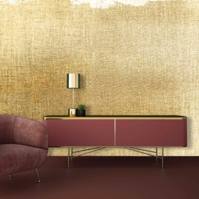 The wallpaper is textured gold.