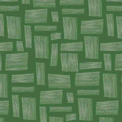 Green background, abstract pattern, varying rectangular shapes, horizontal white lines, random arrangement, textured geometric design, Funk House aesthetic.