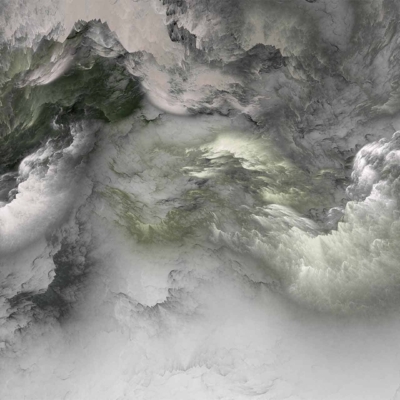 Swirling, cloud-like textures; varying shades of green and gray; dynamic visual effect; organic patterns; seamless color blend and transition; depth and movement; palpable force field.