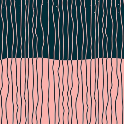 Abstract wallpaper showcases wavy vertical lines on a two-toned background. Top half features dark green, bottom half is light pink. Lines vary in thickness, creating flowing movement and inviting interpretation of its fluid forms.