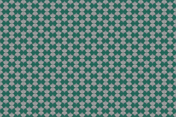 Seamless geometric pattern, interlocking shapes in green and gray. Design has rounded forms resembling eyes, creating a repetitive and symmetrical arrangement. Visually intricate and harmonious texture, featuring eye-like elements in green and gray colors. Keywords: geometric pattern, interlocking shapes, rounded forms, eyes, symmetrical arrangement, green and gray wallpaper.
