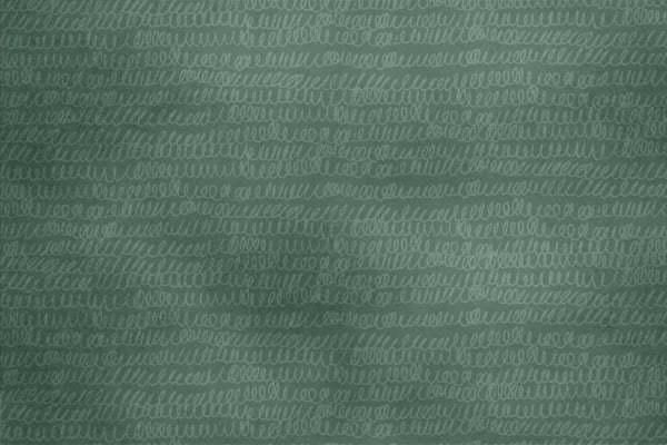 A green chalkboard covered in wavy, looped cursive "L" letters in white chalk. The uneven shading of the board adds texture. Main elements: green background, white cursive "L"s, wavy pattern, uneven shading.