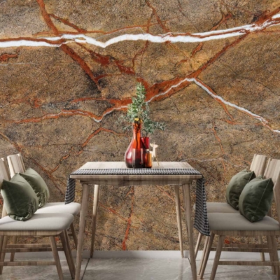 Striking stone-patterned wallpaper featuring shades of gray, white, and charcoal.