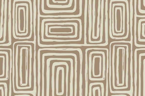 This wallpaper features a seamless abstract pattern with hand-drawn rectangles and ovals in beige and brown tones. The shapes vary in size and orientation, creating a layered, maze-like appearance that adds dynamic texture. Perfect for any creative project. Keywords: seamless abstract pattern, hand-drawn rectangles, ovals, beige tones, brown tones, layered design, maze-like appearance.
