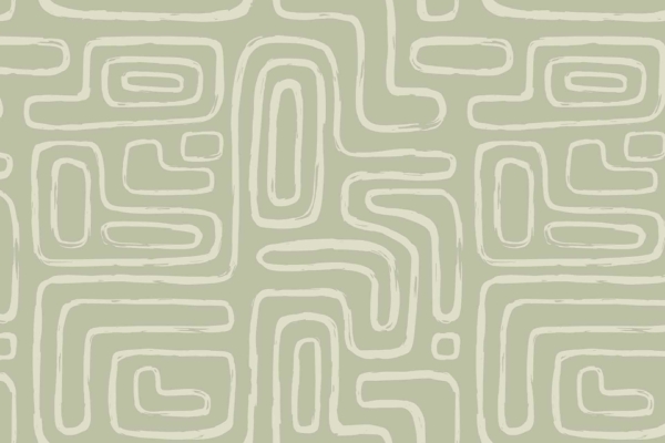 A light green background with an abstract pattern featuring curving, interconnected lines and shapes in off-white. Lines form a maze-like design with varying thickness and irregular shapes, evoking fluidity and movement. Keywords: light green background, abstract pattern, curving lines, interconnected shapes, off-white maze design, organic charm.