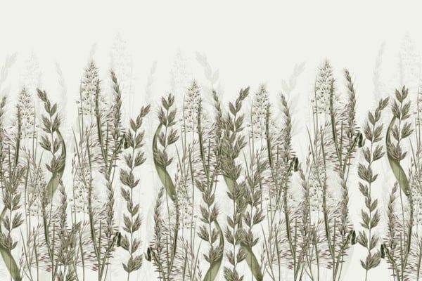 Description: Botanical wallpaper featuring tall grasses and flowering plants with muted green leaves and beige flowers. The light background enhances the intricate detailing, giving a delicate, natural feel.
Key elements:
- Tall grasses
- Flowering plants
- Muted green leaves
- Beige flowers
- Light background
- Intricate detailing