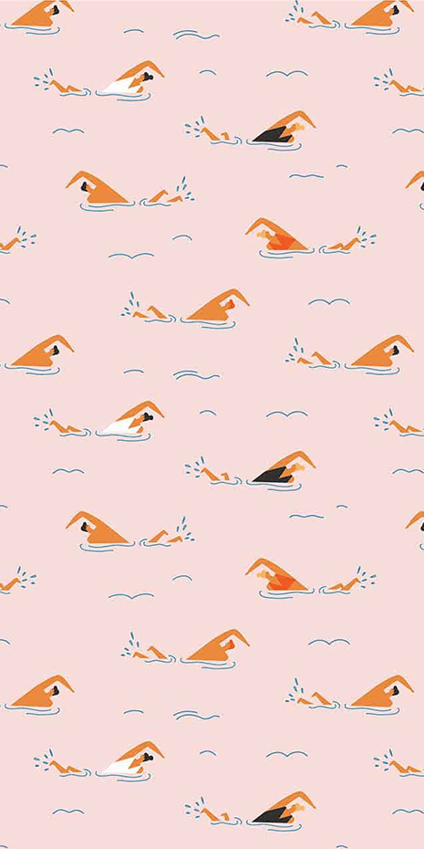 Cara-Saven-Swimmers-Wallpaper Swimmers Banner by Cara Saven Wall Design