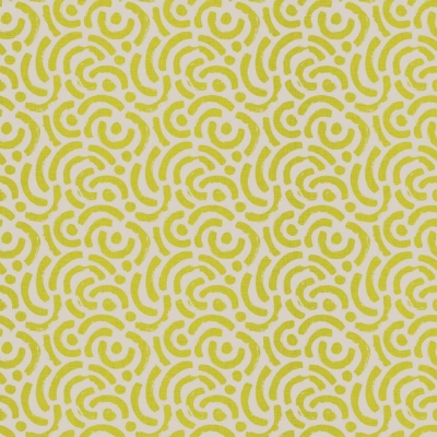 Abstract wallpaper with yellow and white colors, featuring swirling, curved, and dotted lines in a maze-like design. Repetitive shapes create an intricate texture. Elements include curves, dots, and repeated patterns. Visually engaging with a hypnotic effect.