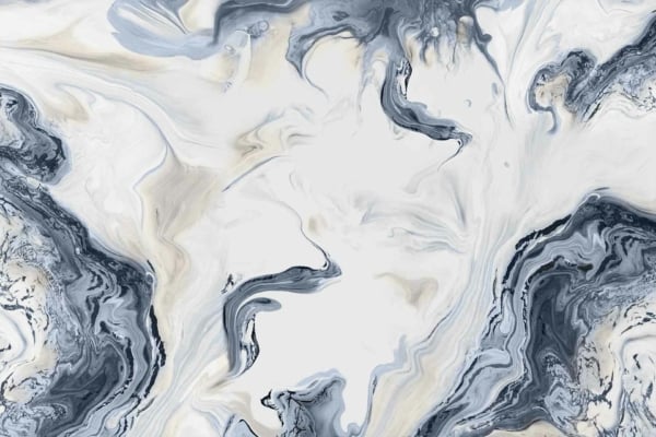 Abstract wallpaper featuring a fluid blend of white, gray, and black swirls resembling marbled patterns. Dynamic mixture evokes movement and life, with lighter tones in the center transitioning to darker shades at the edges. Embodying essence of home with its visually captivating design.