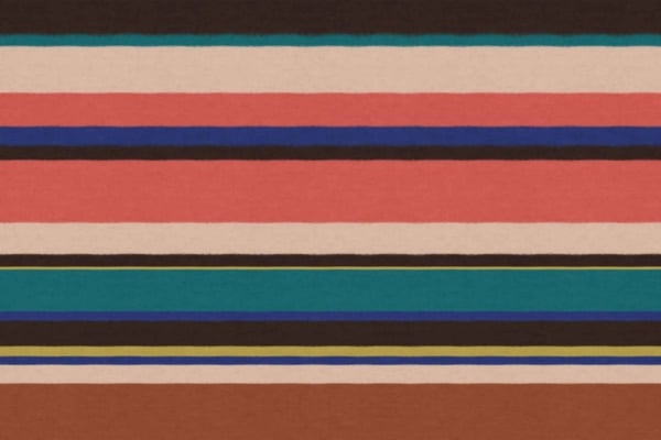Abstract wallpaper featuring horizontal stripes in various colors: black, beige, pink, blue, green, yellow, and brown. Stripe width varies for a dynamic composition. Elements include vibrant colors and contrasting widths. Ideal for modern and visually engaging decor.