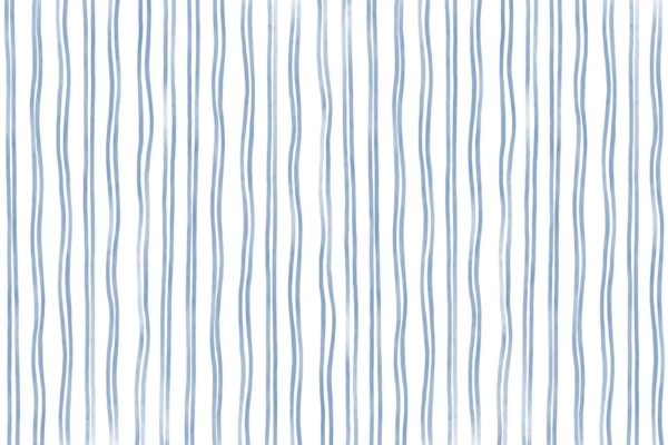 Seamless wallpaper pattern featuring vertical wavy blue lines on a white background. The narrow blue lines subtly vary in thickness and curvature, creating a dynamic and flowing appearance. Elements: vertical waves, varying line thickness, dynamic flow. Colors: blue and white.