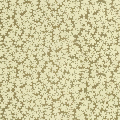 Seamless wallpaper featuring light yellow flowers with five petals each, uniformly distributed. Background is a slightly darker shade of yellow. Retro, vintage vibe perfect for Posy Club's latest collection. Key elements: light yellow flowers, five petals, uniform distribution, darker yellow background, retro feel.