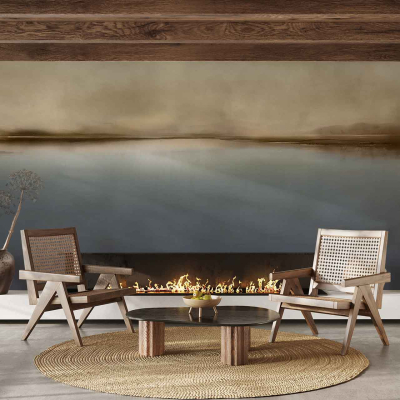 Serene Painted Horizon mural featuring soft gradient tones of blues and grays with subtle hints of warm, calming neutrals.