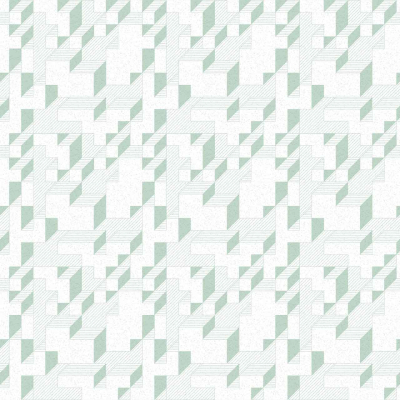 A repeating geometric pattern of three-dimensional green and white shapes resembling interconnected blocks and staircases. Viewed from above, the design creates an illusion of depth and movement. Elements: green shapes, white shapes, interconnected blocks, staircases. Colors: green, white.