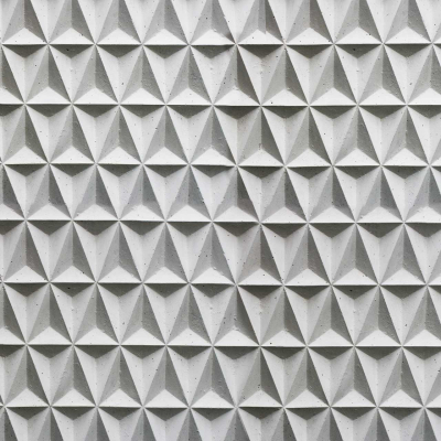 Wallpaper featuring a repeating geometric pattern of 3D pyramidal shapes, textured surface, shadow lines highlighting contours, grayscale palette.
