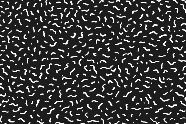 Wallpaper features a black background with an abstract pattern of various white squiggly lines scattered evenly across the entire surface. The dynamic lines vary in shape and orientation, creating a revitalized visual texture. Elements: black background, white squiggly lines, abstract pattern.