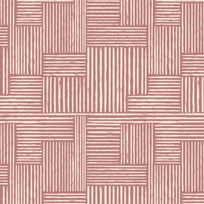 Wallpaper, seamless pattern, geometric design, alternating squares, horizontal lines, vertical lines, varying shades of muted red-brown, light beige background, textured appearance, layered look.