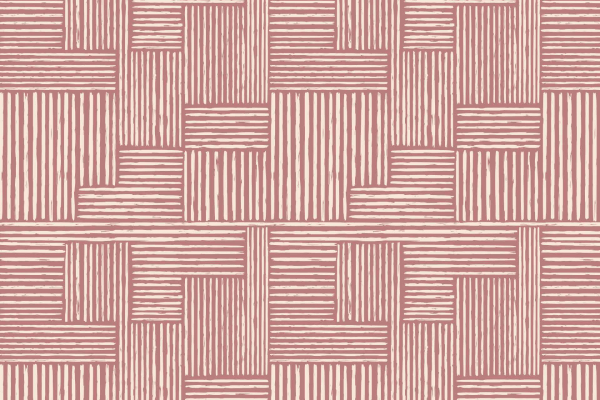 Wallpaper, seamless pattern, geometric design, alternating squares, horizontal lines, vertical lines, varying shades of muted red-brown, light beige background, textured appearance, layered look.