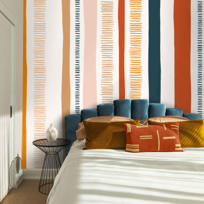 Vertical stripes, Amalfi Coast sunsets, shades of orange, pink, and purple.