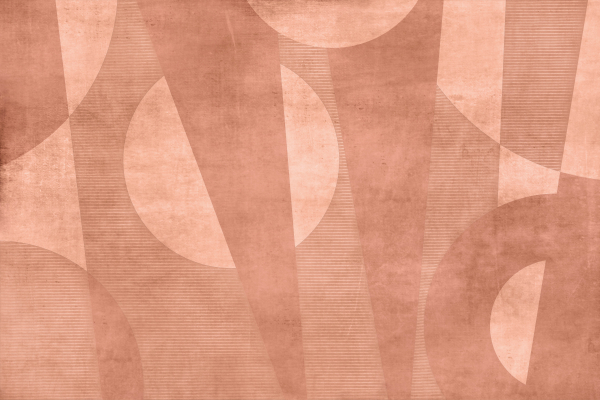 Abstract geometric wallpaper features overlapping shapes in muted brown tones. Large circles, triangles, and intersecting lines blend to create a textured, layered composition. Minimalist and modern design inspired by Earth's altitudes. Elements include circles, triangles, lines; colors are muted browns.