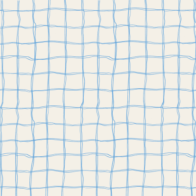 The wallpaper features an abstract pattern of irregular, wavy blue lines forming a grid on a light background. These lines resemble the delicate curves of a vase, creating uneven squares with a hand-drawn appearance. Key elements include wavy blue gridlines and a soft light backdrop.