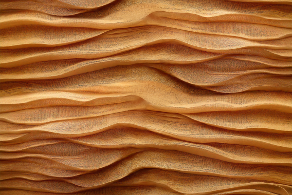 Abstract wooden texture wallpaper features undulating, wave-like patterns, evoking a serene Timberland. The surface displays smooth, flowing lines with varying shades of brown—ranging from light caramel to deep espresso—creating a dynamic and organic appearance reminiscent of sand dunes or ocean waves. Key elements include fluidity and natural aesthetics, with color variations that seamlessly blend to form a captivating landscape.