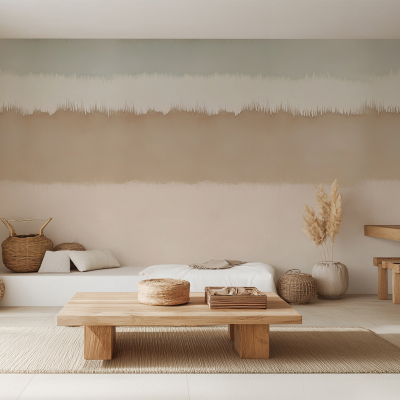 Textured wallpaper with subtle tones, featuring soft beige and cream hues. Hints of muted earth colors can be found, resembling natural elements.