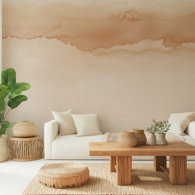 Abstract beige and brown design wallpaper, featuring soft swirls and geometric patterns. Hues include warm taupe, cream accents, and hints of sepia, creating a harmonious backdrop.