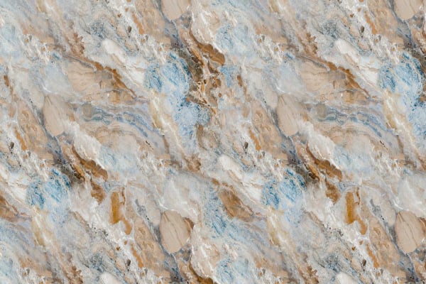 The wallpaper features swirling patterns with textures resembling marble or natural stone. It showcases wavy, fluid designs in shades of blue, beige, and white. The abstract design highlights varying shades and highlights, capturing the serene essence of Tropical Beauty 3.