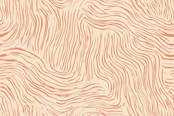 Abstract wallpaper featuring wavy, organic lines in shades of brown on a beige background. The design evokes a sense of movement and flow, resembling topographic maps or wood grain textures. Elements include varied brown hues and curved patterns that suggest hidden layers beneath the surface. Keywords: abstract pattern, wavy lines, organic shapes, brown shades, beige background, topographic effect, wood grain texture.