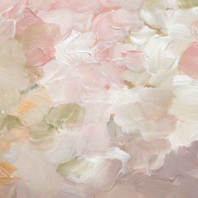 The abstract wallpaper design features soft pastel hues, including delicate pink, soothing beige, and gentle cream. Inspired by Davis's unique style, it showcases brushstrokes forming overlapping cloud-like patterns. These elements create a calming and harmonious texture. The use of pink, beige, and cream in the wallpaper highlights its ethereal quality and elegant simplicity.