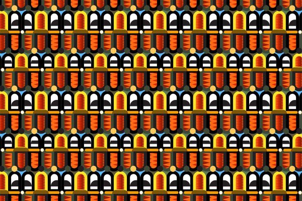 **Pattern Description:**  
- **Rows:** Alternating sushi rolls and nigiri.  
- **Sushi Rolls:** Black seaweed with orange fish topping.  
- **Nigiri:** Topped with shrimp and fish.  
- **Background Color:** Muted shade, simple design.

**Highlighted Elements & Colors for Search:**
1. Sushi Rolls
2. Nigiri
3. Black Seaweed
4. Orange Fish
5. Shrimp Topping
6. Muted Background

These elements and colors can help in searching for a similar wallpaper pattern efficiently.