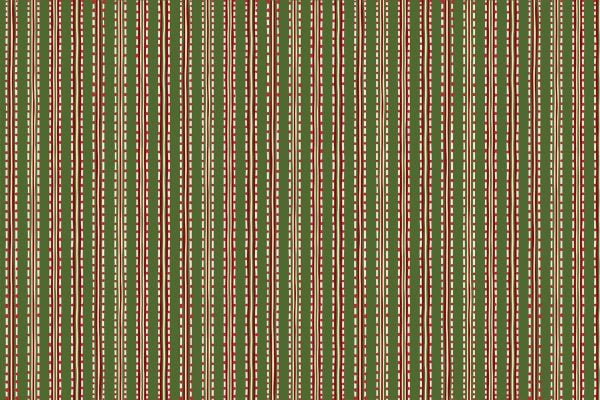 Festive wallpaper with vertical stripes in green, red, and white. Features white-dotted red lines on a predominant green background. Ideal for holiday-themed decor.