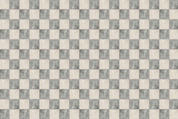 Seamless checkerboard wallpaper featuring alternating light beige and grayish-green squares, each with a rough, slightly mottled tortoise shell texture. The geometric pattern highlights the contrast between the soft neutral beige and muted green, with textured surfaces adding depth and visual interest.