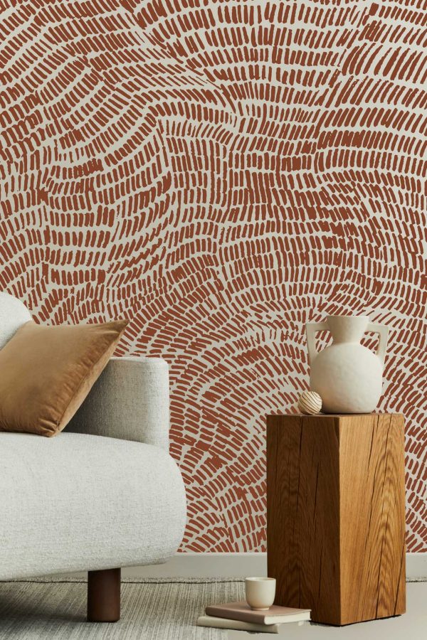Wavy brown lines on a beige background.