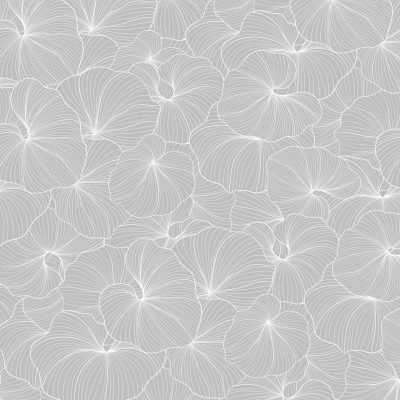 A seamless wallpaper pattern featuring overlapping ginkgo leaves, intricately outlined in varying shades of gray. This design creates a textured, abstract floral theme. Highlighted elements include: *overlapping ginkgo leaves*, *intricate outlines*, *shades of gray*, and *textured design*. Perfect for unique interior decor.
