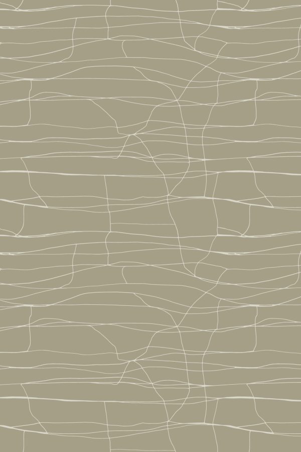 Abstract wallpaper features irregular, thin white lines curving and intersecting organically across a muted beige background, resembling the delicate marbled texture of a saree. Main elements: white delicate lines, muted beige base, organic intersecting patterns. Colors: soft beige, crisp white.