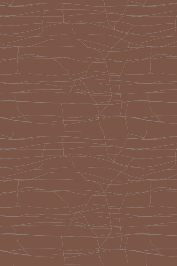 Seamless wallpaper pattern featuring thin, irregular white lines and crack motifs on a rich reddish-brown background. Evokes dried earth, cracked soil, or natural wood grain textures. Highlights: white cracks, rustic elegance, earthy tones, textured surface—ideal for saree design inspiration.