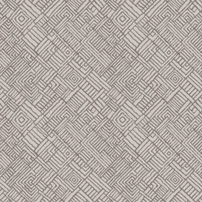 Wallpaper with brown hand-drawn overlapping squares, rectangles, and swirling lines on a white background. Features intricate, repetitive geometric patterns for a textured, maze-like look.